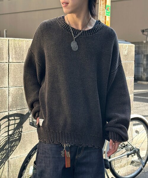 CPCM(シーピーシーエム)の「パウダー加工ダメージニットプルオーバー(ニット/セーター・レディース・ブルー/ブラック/パープル・LARGE/MEDIUM)」の2枚目の写真