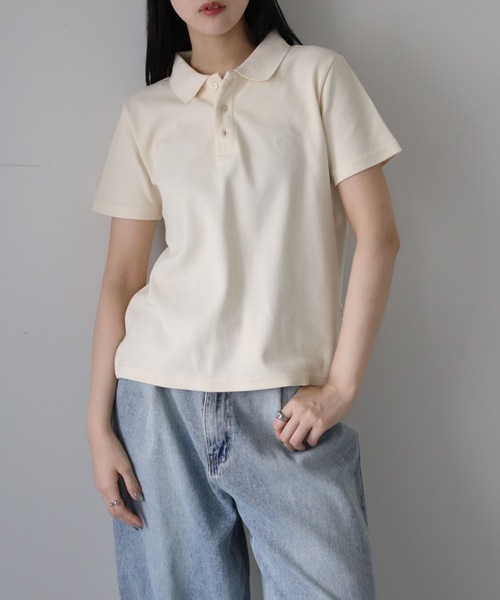 【YENNA】ロゴ刺繍入りポロシャツ