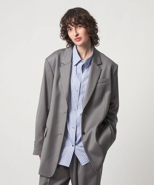 6（ロク）の「＜6(ROKU)＞ビッグ ロング テーラード ジャケット（テーラードジャケット・レディース・グレー系・36/38）」の2枚目の写真