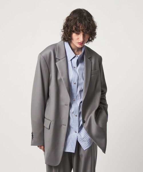 6（ロク）の「＜6(ROKU)＞ビッグ ロング テーラード ジャケット（テーラードジャケット・レディース・グレー系・36/38）」の3枚目の写真