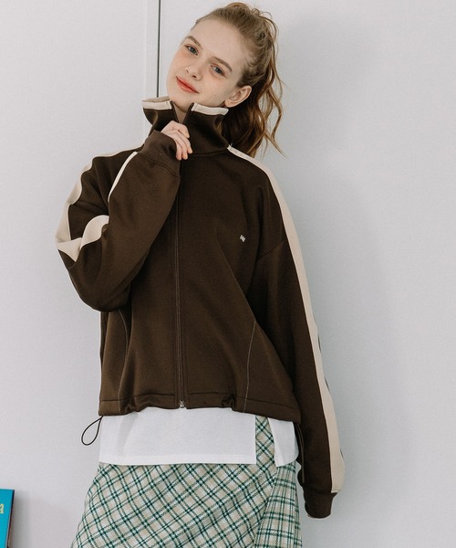 POU DOU DOU（プードゥドゥ）の「pdd刺繍クロップドトラックジャケット（その他アウター・レディース・ブラウン/ベージュ/ブルー・3）」の10枚目の写真