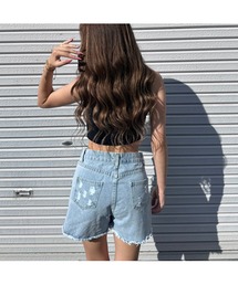 Flugge | ストーン付きデニムショートパンツ(デニムパンツ)