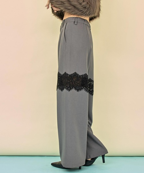 ANAP(アナップ)の「レース切替 スラックス パンツ(その他パンツ・レディース・ダークグレー/ブラック・F)」の4枚目の写真