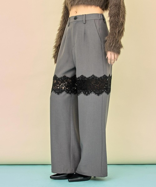 ANAP(アナップ)の「レース切替 スラックス パンツ(その他パンツ・レディース・ダークグレー/ブラック・F)」の5枚目の写真