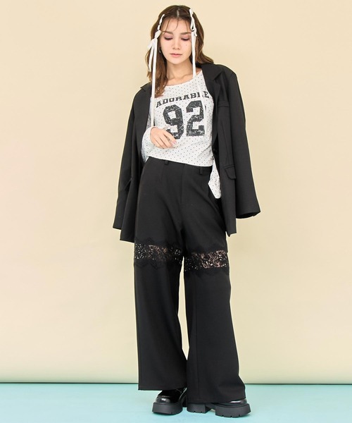 ANAP(アナップ)の「レース切替 スラックス パンツ(その他パンツ・レディース・ダークグレー/ブラック・F)」の9枚目の写真