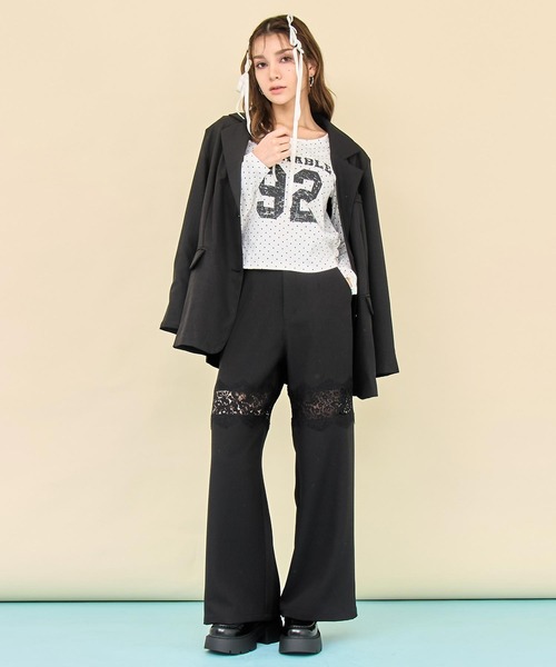 ANAP(アナップ)の「レース切替 スラックス パンツ(その他パンツ・レディース・ダークグレー/ブラック・F)」の10枚目の写真