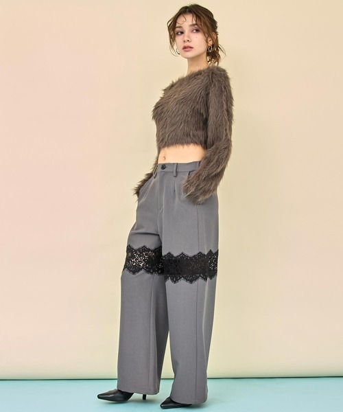 ANAP(アナップ)の「レース切替 スラックス パンツ(その他パンツ・レディース・ダークグレー/ブラック・F)」の7枚目の写真