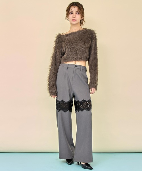 ANAP(アナップ)の「レース切替 スラックス パンツ(その他パンツ・レディース・ダークグレー/ブラック・F)」の8枚目の写真