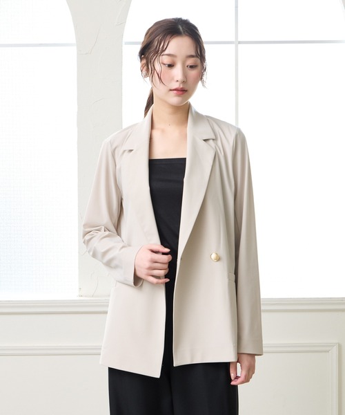 AIMER（エメ）の「ゴールドボタンダブルテーラードジャケット（テーラードジャケット・レディース・グレイッシュベージュ/ダークネイビー・MEDIUM）」の3枚目の写真