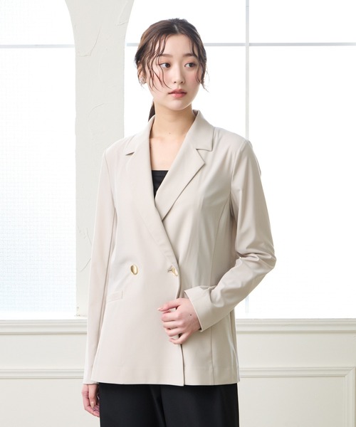 AIMER（エメ）の「ゴールドボタンダブルテーラードジャケット（テーラードジャケット・レディース・グレイッシュベージュ/ダークネイビー・MEDIUM）」の4枚目の写真