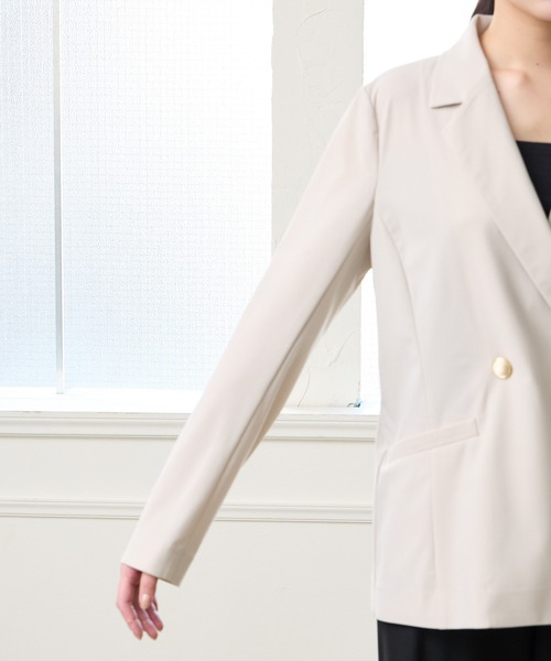 AIMER（エメ）の「ゴールドボタンダブルテーラードジャケット（テーラードジャケット・レディース・グレイッシュベージュ/ダークネイビー・MEDIUM）」の15枚目の写真