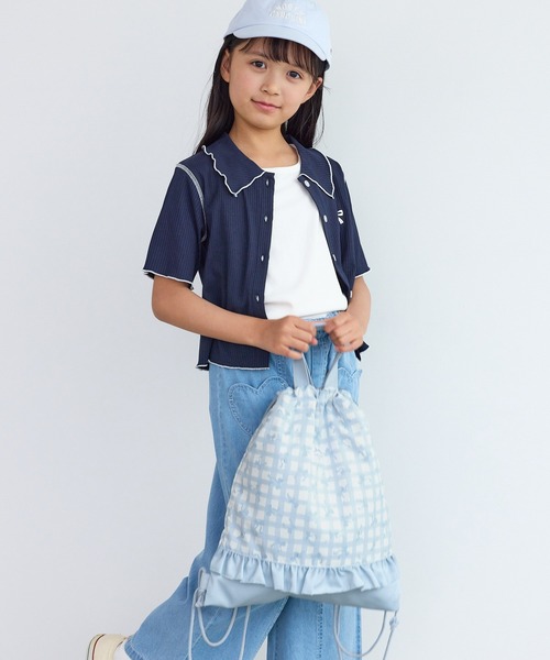 ROPE' PICNIC(ロペピクニック)の「【KIDS/キッズ】チェック×リボン柄ナップザック(バックパック/リュック・キッズ・サックスブルー/ダークラベンダー・FREE)」の4枚目の写真
