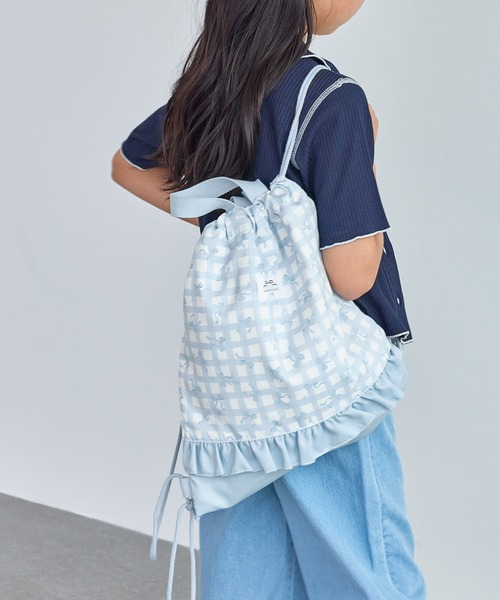 ROPE' PICNIC(ロペピクニック)の「【KIDS/キッズ】チェック×リボン柄ナップザック(バックパック/リュック・キッズ・サックスブルー/ダークラベンダー・FREE)」の5枚目の写真