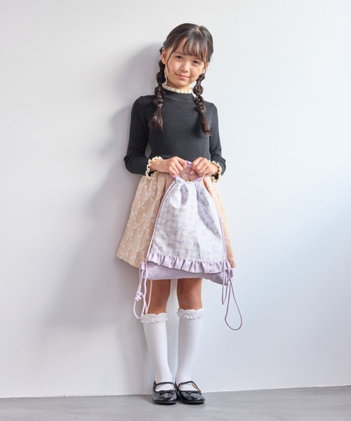 ROPE' PICNIC(ロペピクニック)の「【KIDS/キッズ】チェック×リボン柄ナップザック(バックパック/リュック・キッズ・サックスブルー/ダークラベンダー・FREE)」の6枚目の写真