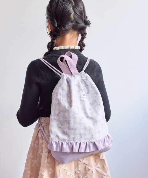 ROPE' PICNIC(ロペピクニック)の「【KIDS/キッズ】チェック×リボン柄ナップザック(バックパック/リュック・キッズ・サックスブルー/ダークラベンダー・FREE)」の7枚目の写真