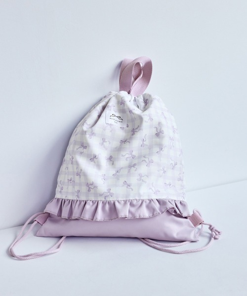 ROPE' PICNIC(ロペピクニック)の「【KIDS/キッズ】チェック×リボン柄ナップザック(バックパック/リュック・キッズ・サックスブルー/ダークラベンダー・FREE)」の9枚目の写真