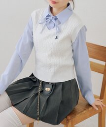 continuer de NICE CLAUP（コンティニューデナイスクラップ）の「シャツ+ニットベストドッキングプルオーバー（ニット/セーター）」