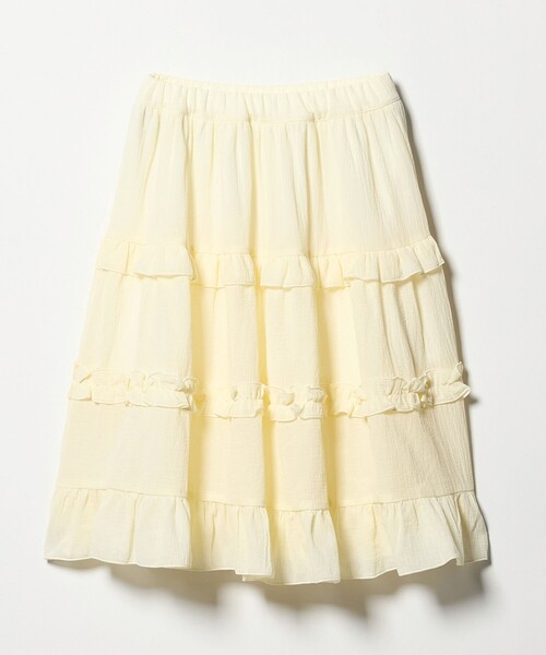 green label relaxing（グリーンレーベルリラクシング）の「楊柳フリル ロングスカート / キッズ  110cm-130cm（スカート・キッズ・ブラック/オフホワイト・110cm/130cm/120cm）」の9枚目の写真