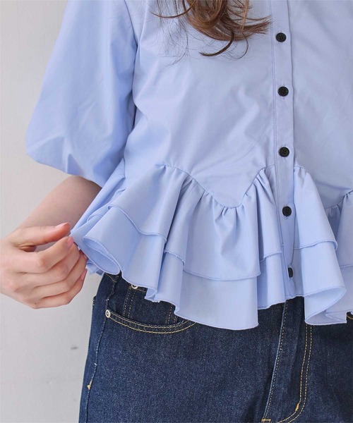 titivate(ティティベイト)の「ランダムフリルヘムシャツトップス(シャツ/ブラウス・レディース・オフホワイト/ブルー/ブラック/ブルー系その他/ピンク・L/M)」の16枚目の写真
