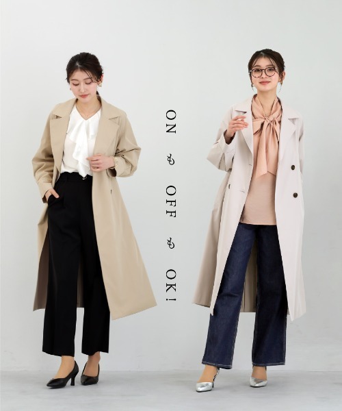 White Collection(ホワイトコレクション)の「【 Nano-Tex加工 】 コットニーギャバジン・ライトトレンチコート(トレンチコート・レディース・ライトグレー/ベージュ・M/L)」の18枚目の写真
