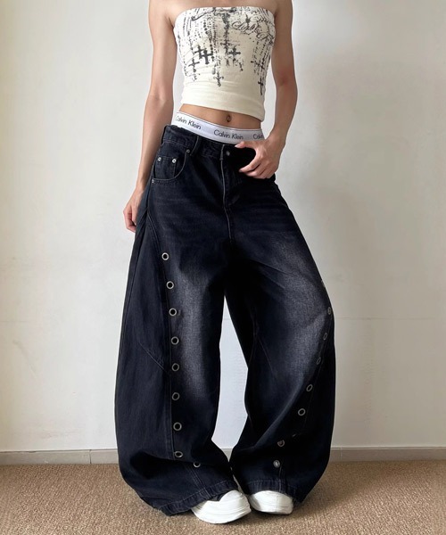 Ressaca(レサーカ)の「アイレットデザインカーブデニムパンツ(デニムパンツ・メンズ・ブラック・L/XL/M)」の13枚目の写真