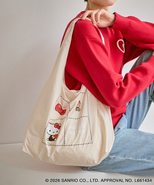 ハローキティコラボ（ハローキティコラボ）の「【ROPE' PICNIC×ハローキティ】折りたたみエコバッグ（エコバッグ/サブバッグ・レディース・レッド/ベージュ/キナリ/ブラック・FREE）」の10枚目の写真