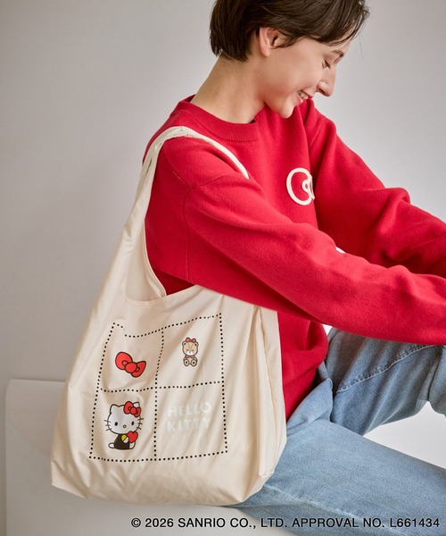 ハローキティコラボ（ハローキティコラボ）の「【ROPE' PICNIC×ハローキティ】折りたたみエコバッグ（エコバッグ/サブバッグ・レディース・レッド/ベージュ/キナリ/ブラック・FREE）」の11枚目の写真