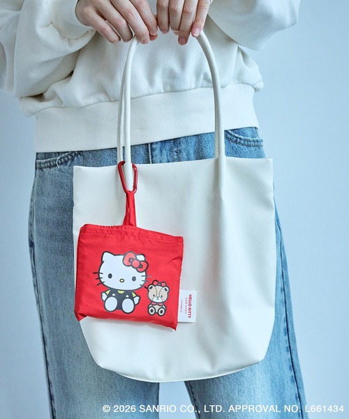 ハローキティコラボ（ハローキティコラボ）の「【ROPE' PICNIC×ハローキティ】折りたたみエコバッグ（エコバッグ/サブバッグ・レディース・レッド/ベージュ/キナリ/ブラック・FREE）」の19枚目の写真