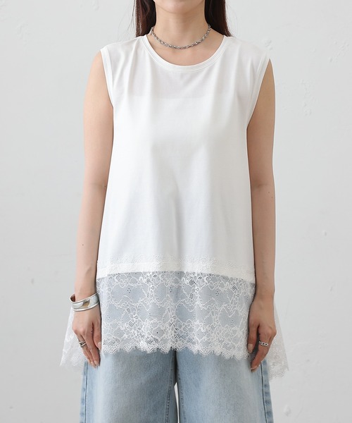 COLONY 2139（コロニートゥーワンスリーナイン）の「裾レースイレヘムノースリーブプルオーバー（Tシャツ/カットソー・レディース・オフホワイト/ブラック・FREE）」の18枚目の写真