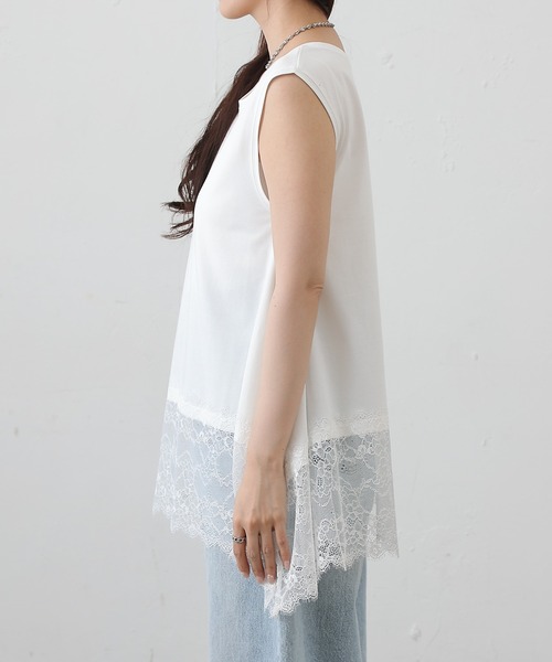 COLONY 2139（コロニートゥーワンスリーナイン）の「裾レースイレヘムノースリーブプルオーバー（Tシャツ/カットソー・レディース・オフホワイト/ブラック・FREE）」の19枚目の写真