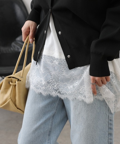 COLONY 2139（コロニートゥーワンスリーナイン）の「裾レースイレヘムノースリーブプルオーバー（Tシャツ/カットソー・レディース・オフホワイト/ブラック・FREE）」の6枚目の写真