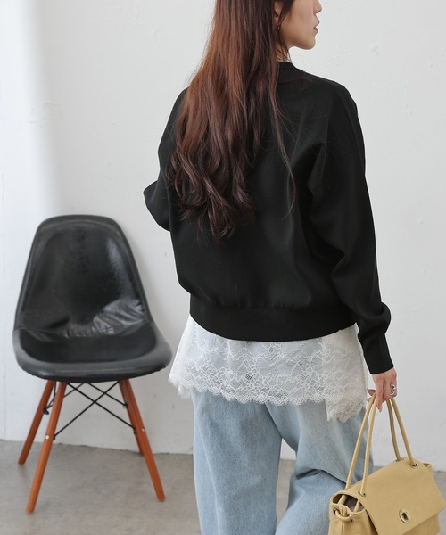 COLONY 2139（コロニートゥーワンスリーナイン）の「裾レースイレヘムノースリーブプルオーバー（Tシャツ/カットソー・レディース・オフホワイト/ブラック・FREE）」の8枚目の写真