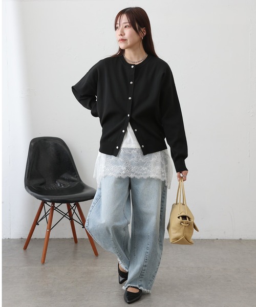 COLONY 2139（コロニートゥーワンスリーナイン）の「裾レースイレヘムノースリーブプルオーバー（Tシャツ/カットソー・レディース・オフホワイト/ブラック・FREE）」の9枚目の写真