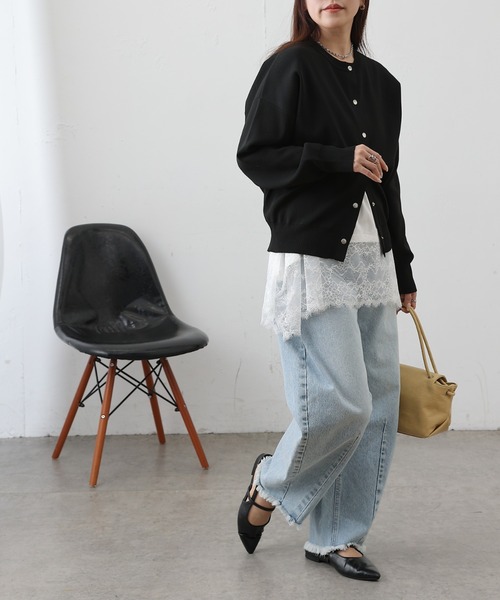 COLONY 2139（コロニートゥーワンスリーナイン）の「裾レースイレヘムノースリーブプルオーバー（Tシャツ/カットソー・レディース・オフホワイト/ブラック・FREE）」の11枚目の写真