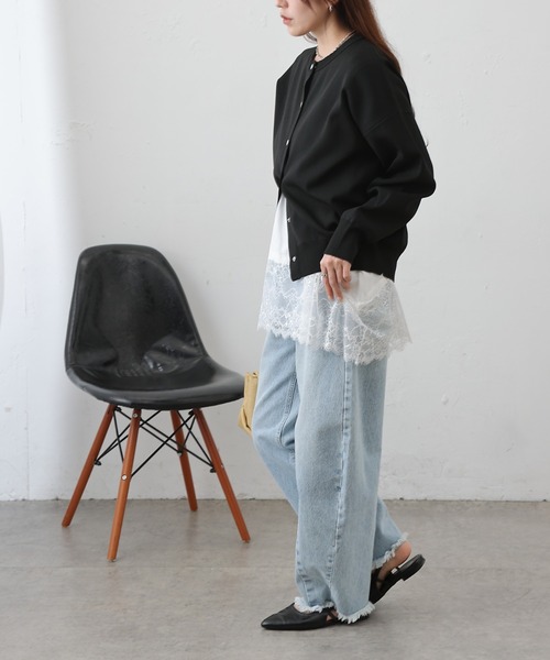 COLONY 2139（コロニートゥーワンスリーナイン）の「裾レースイレヘムノースリーブプルオーバー（Tシャツ/カットソー・レディース・オフホワイト/ブラック・FREE）」の10枚目の写真