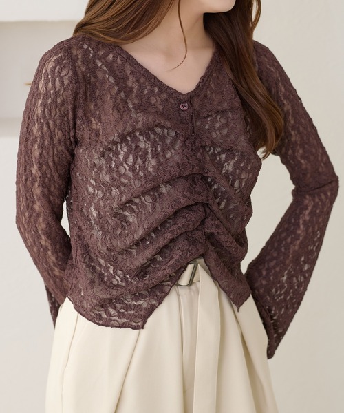 apres jour clair(アプレジュールクレア)の「【apres jour clair】アソートレースカーディガン(カーディガン/ボレロ・レディース・アイボリー/ライトイエロー/ブラック/ホワイト系その他3/ブラウン系その他・X-LARGE/フリー)」の4枚目の写真