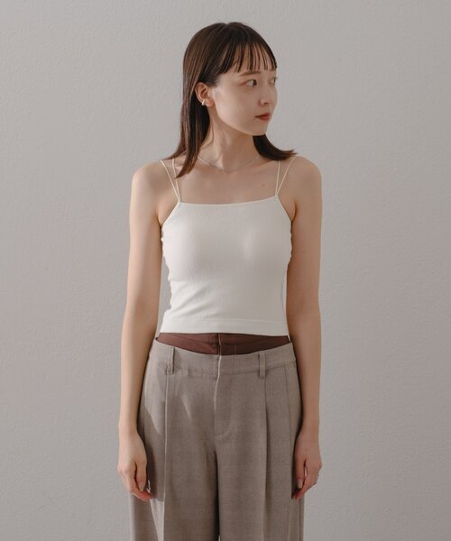 Kastane(カスタネ)の「【ベストヒットアイテム/累計販売10万枚突破】カップ付きクロップドブラキャミ(キャミソール・レディース・ブラック/ホワイト/ブラウン/グレー/アイボリー/ミント・FREE)」の15枚目の写真