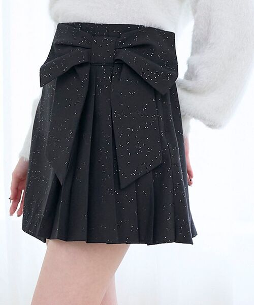 MAJESTIC LEGON（マジェスティックレゴン）の「キラキラリボンプリーツスカパン（スカート・レディース・ブラック/アイボリー/グレー・MEDIUM）」の10枚目の写真