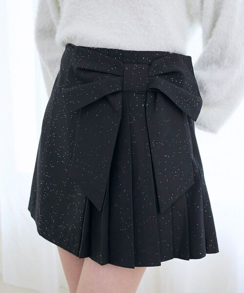 MAJESTIC LEGON（マジェスティックレゴン）の「キラキラリボンプリーツスカパン（スカート・レディース・ブラック/アイボリー/グレー・MEDIUM）」の11枚目の写真