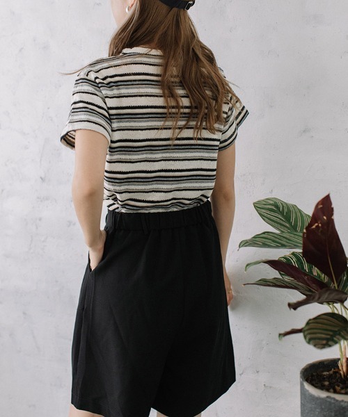 Flugge(フラッジー)の「multi border S/S tops(Tシャツ/カットソー・レディース・グレー/ブルー・FREE)」の3枚目の写真