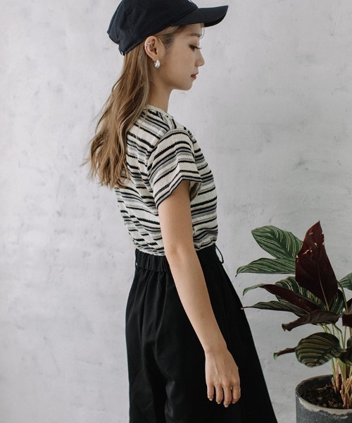 Flugge(フラッジー)の「multi border S/S tops(Tシャツ/カットソー・レディース・グレー/ブルー・FREE)」の4枚目の写真