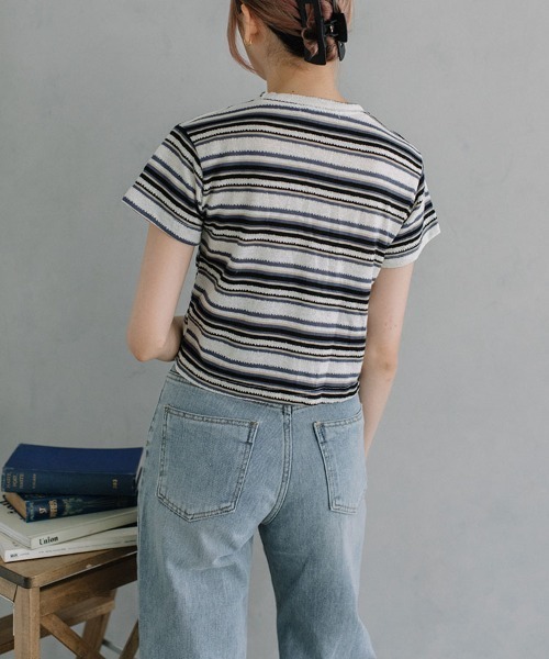 Flugge(フラッジー)の「multi border S/S tops(Tシャツ/カットソー・レディース・グレー/ブルー・FREE)」の15枚目の写真