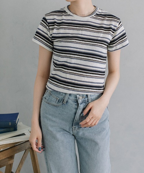 Flugge(フラッジー)の「multi border S/S tops(Tシャツ/カットソー・レディース・グレー/ブルー・FREE)」の20枚目の写真