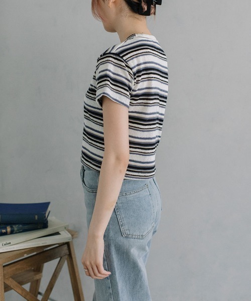 Flugge(フラッジー)の「multi border S/S tops(Tシャツ/カットソー・レディース・グレー/ブルー・FREE)」の21枚目の写真