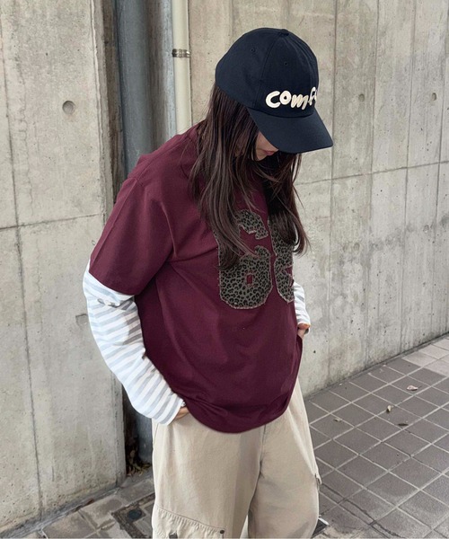 sedacle(セダクル)の「レオパ―ドアップリケTシャツ(Tシャツ/カットソー・メンズ・オフホワイト/ボルドー・MEDIUM/SMALL/LARGE)」の11枚目の写真