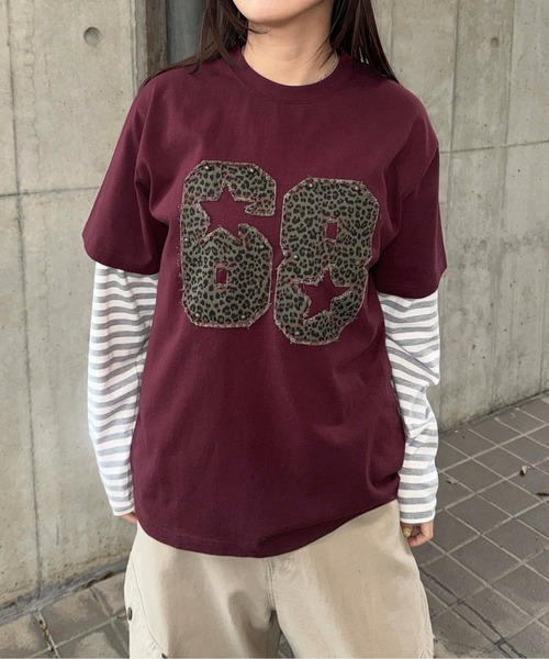 sedacle(セダクル)の「レオパ―ドアップリケTシャツ(Tシャツ/カットソー・メンズ・オフホワイト/ボルドー・MEDIUM/SMALL/LARGE)」の7枚目の写真