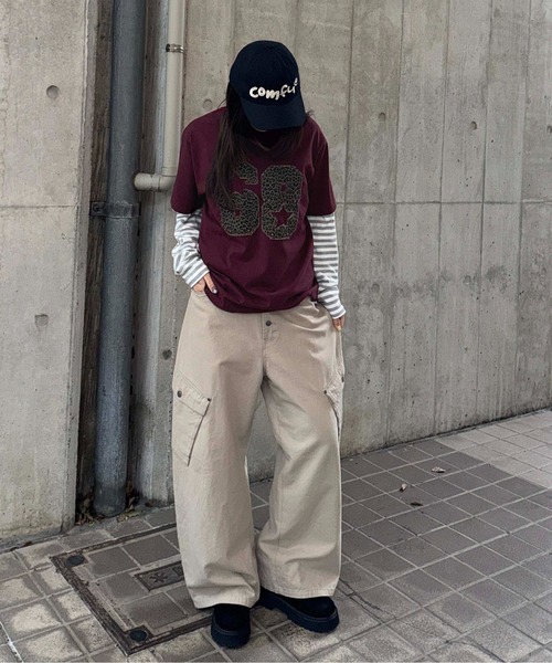sedacle(セダクル)の「レオパ―ドアップリケTシャツ(Tシャツ/カットソー・メンズ・オフホワイト/ボルドー・MEDIUM/SMALL/LARGE)」の13枚目の写真
