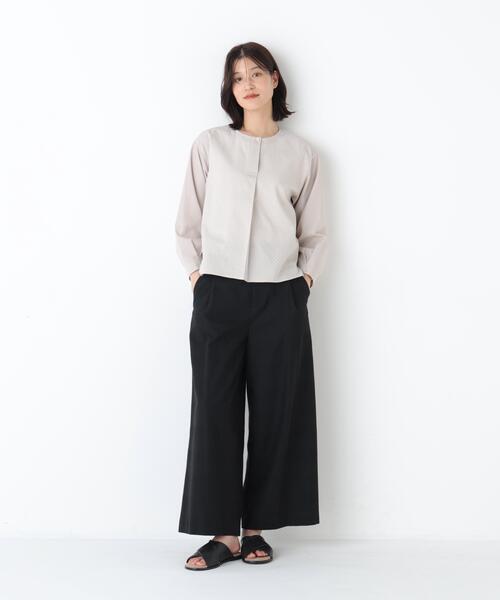 human woman(ヒューマンウーマン)の「◆【名品/5サイズ展開/ウォッシャブル】ドライタッチリネン混ガウチョパンツ(その他パンツ・レディース・ブラック/ベージュ系その他3/グレー・X-LARGE/X-SMALL/SMALL/MEDIUM/LARGE)」の6枚目の写真