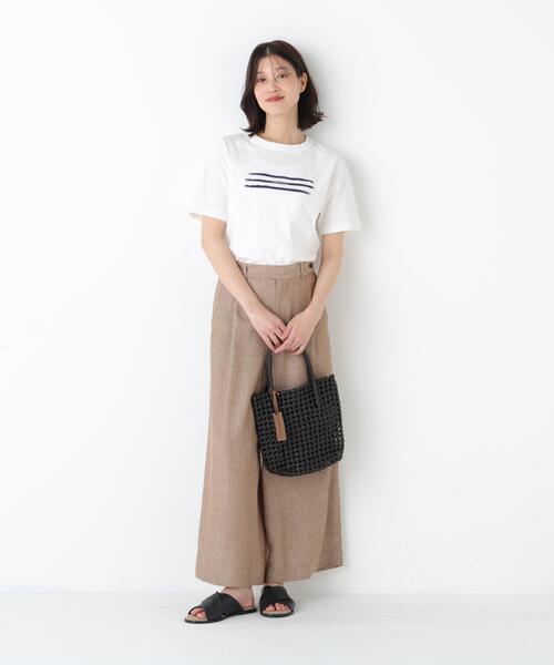 human woman(ヒューマンウーマン)の「◆【名品/5サイズ展開/ウォッシャブル】ドライタッチリネン混ガウチョパンツ(その他パンツ・レディース・ブラック/ベージュ系その他3/グレー・X-LARGE/X-SMALL/SMALL/MEDIUM/LARGE)」の22枚目の写真