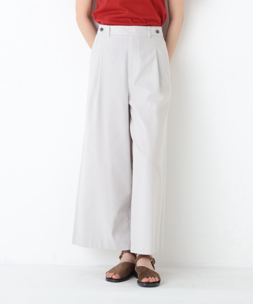 human woman(ヒューマンウーマン)の「◆【名品/5サイズ展開/ウォッシャブル】ドライタッチリネン混ガウチョパンツ(その他パンツ・レディース・ブラック/ベージュ系その他3/グレー・X-LARGE/X-SMALL/SMALL/MEDIUM/LARGE)」の2枚目の写真